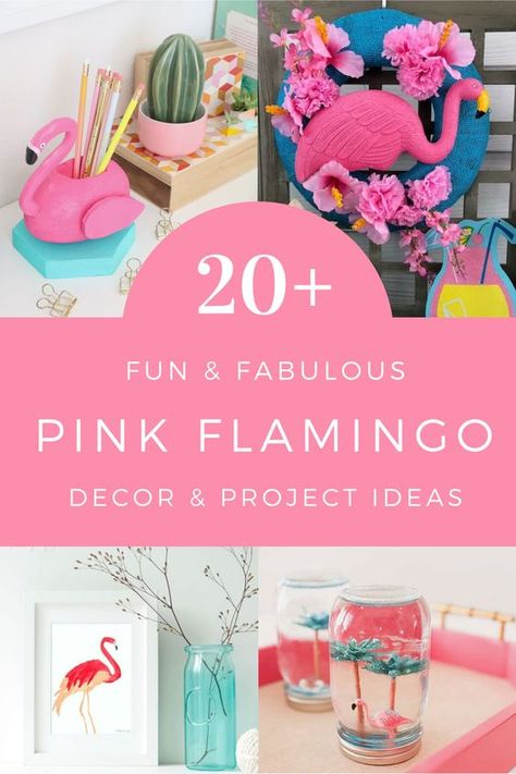 Pink Flamingo Craft, Flamingo Bathroom Decor, Flamingo Centerpiece, Flamingo Projects, Pink Flamingo Decor, Summer Patio Decor, Plastic Flamingo, Pink Flamingo Party, Flamingo Craft