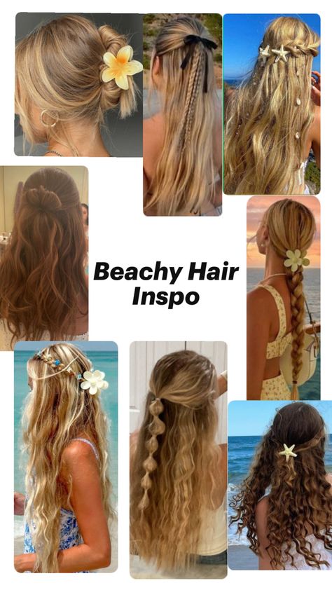 Cute Easy Vacation Hairstyles, Beach Theme Hairstyles, Surfing Hairstyles Braids, Beachy Hair Accessories, Cute Vacay Hairstyles, Cute Hairstyles For Trips, Hairstyles For Tropical Vacation, Summer Braiding Hairstyles, Beachy Braid Hairstyles