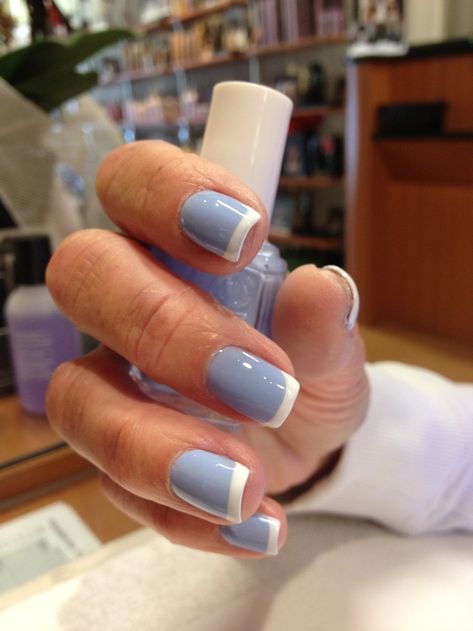 Acrylic Nails Natural, Rounded Acrylic Nails, French Tip Acrylic Nails, Blue French, White Nail, Manicures Designs, Beach Nails, Manicure Y Pedicure, Chic Nails