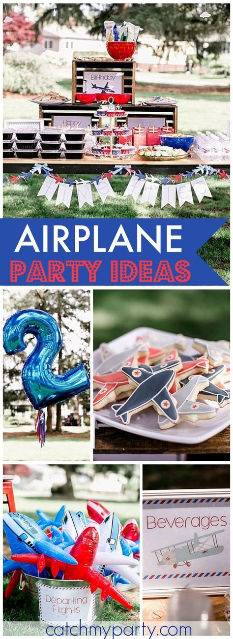 Lots of great ideas at this airplane birthday party! See more party ideas at CatchMyParty.com! Planes 2nd Birthday Party, Aeroplane Party Ideas Boys, Aeroplane Birthday Party Ideas, Airplane 2nd Birthday Party, Airplane Themed Party, Aeroplane Party, Airplane Themed Birthday Party, Airplane Party Theme, Vintage Airplane Party