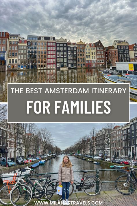 Planning a trip to Amsterdam with kids? Read our guide for exploring Amsterdam with kids. Amsterdam is one of the best European cities for families and kids. #europe #europe with kids #amsterdam with kids #amsterdam family trip #amsterdam with toddlers #amsterdam travel #amsterdam 4 day itinerary Day Trip Amsterdam, Amsterdam With Toddler, Netherlands With Kids, Kings Day Amsterdam, Amsterdam With Kids, 2 Days In Amsterdam, Europe With Kids, 3 Days In Amsterdam, Amsterdam Weekend