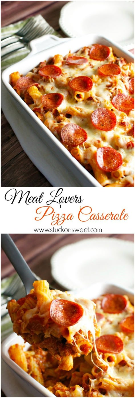 MEAT Meat Lovers Pizza Casserole, Meat Lovers Pizza, Diner Recept, Pizza Casserole, Easy Casserole Recipes, Idee Pasto Sano, Meat Lovers, Easy Casserole, Family Friendly Meals