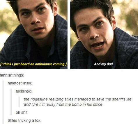 Stiles tricks the Nogitsune because Stiles is awesome like that XD Stiles Stilinski Headcanon, Teen Wolf Ships, Teen Wolf Quotes, Teen Wolf Memes, Teen Wolf Funny, Teen Wolf Mtv, Nogitsune Stiles, Wolf Stuff, Teen Wolf Dylan