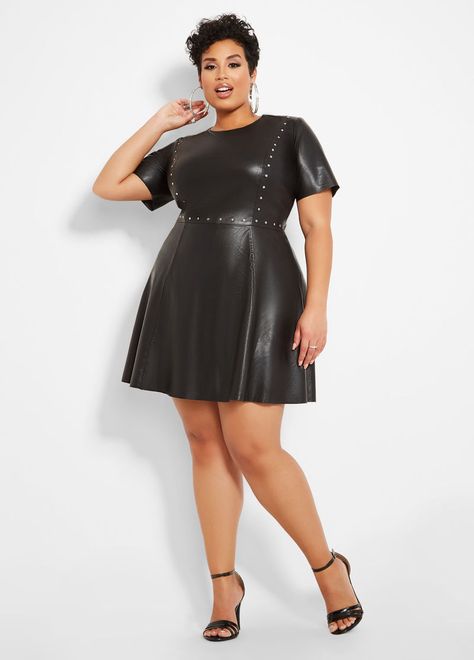 Plus Size Leather Dress, Plus Size Leather, Plus Zise, Plus Size Skirt, Lady In Black, Faux Leather Dress, Valerian, Beauty Dress, Ashley Stewart