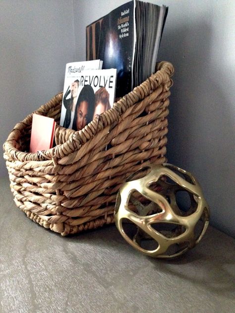 Brass sphere by TAHARI Home found at T.J.Maxx Tahari Home, Picnic Basket, Decorative Wicker Basket, Love This, J Crew, Brass, Home Decor, Home Décor