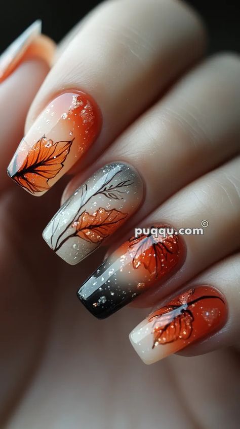 Fall Nail Ideas: Embrace the Season with Stylish Designs - Puqqu Fall Tree Nails, Fingernails Painted, Fall Nail Ideas, Festive Nail Art, Matte Nails Design, Thanksgiving Nails, Nail Art Wedding, Nails Fall, Fall Nail Art