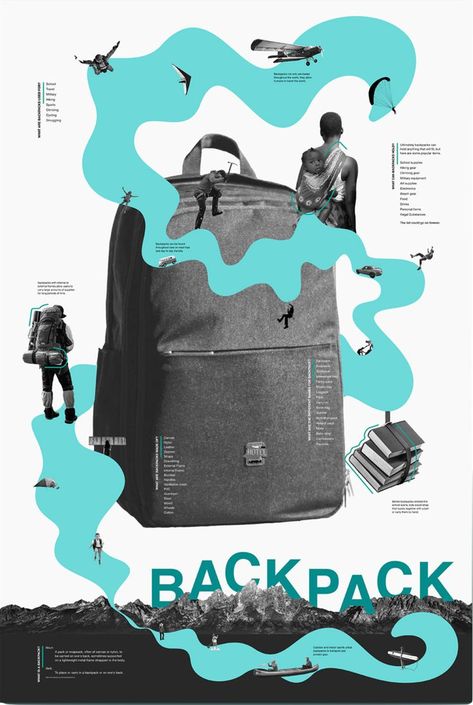 Collage Infographic, Backpack Sport, School Sports, Vector Illustrations, Negative Space, Data Visualization, I School, Grimm, Infographic Design