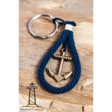 Nautical rope anchor keyring - Navy. $7.00, via Etsy. Anchor Crafts, Nautical Birthday Party, Nautical Knots, Lanyard Necklace, Rope Jewelry, Nautical Rope, Anchor Bracelet, Jewelry Knots, Rope Crafts