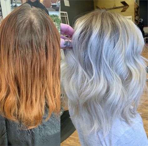 Copper To Blonde, Traditional Balayage, Wet Balayage, Gray Blending, Air Touch, Jack Martin, Platinum Card, Buttery Blonde, Colour Correction