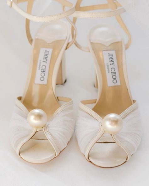 Low Block Heel Wedding Shoes Brides, Timeless Wedding Shoes, Pearl Bridal Shoes, Jimmy Choo Heels Wedding, Jimmy Choo Pearl Heels, Low Wedding Heels, Shoes For Wedding Dress, Bride Shoes Wedding Heels, Jimmy Choo Bridal Shoes