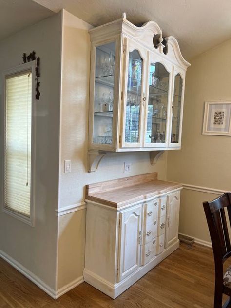 China Cabinet Turned Into Kitchen Cabinets, China Closet Ideas, China Cabinet Split In Half, China Cabinet Hung On Wall, China Cabinet Refurbished, China Cabinet Uses, Turning A China Cabinet Into A Bar, China Cabinet Redo Farmhouse, Using China Cabinet As Kitchen Cabinets