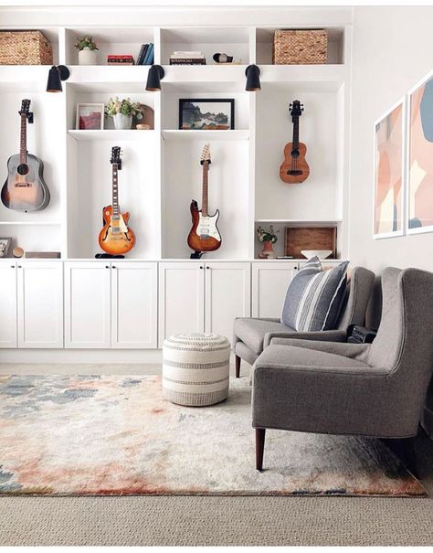 Small Music Room, Music Room Storage, Modern Music Room, Music Room Ideas, Office Music Room, Music Room Office, Music Themed Rooms, Music Room Design, Home Music Rooms