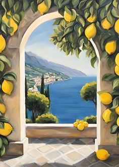 Italian Basement, Amalfi Art, Famous Landscape Paintings, Sorrento Amalfi Coast, Italian Poster, Mediterranean Aesthetic, Easy Landscape Paintings, Mediterranean Landscape, Free Wallpaper Backgrounds