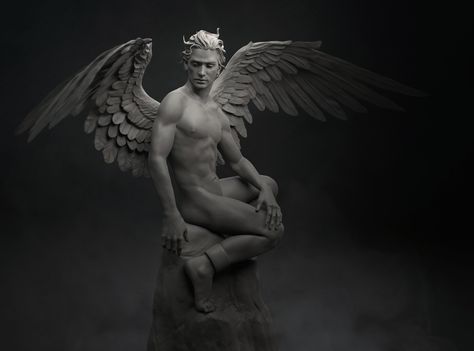 ArtStation - Lucifer, Sophie-Amélie Martel Lucifer The Fallen Angel Painting, Lucifer Wings, Fallen Angel Art, Vaporwave Art, Rennaissance Art, Francisco Goya, Anatomy Study, Angel Painting, Greek Art