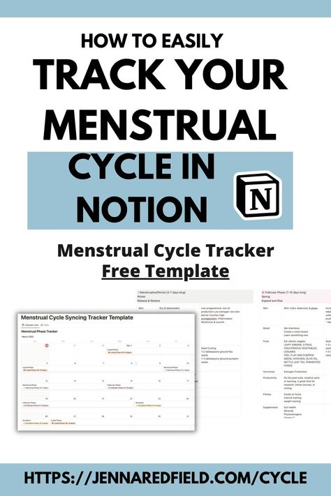 Track your menstrual cycle with ease using this free Notion template! Stay on top of your period with customizable calendars, symptom trackers, and more. Perfect for anyone looking to improve their reproductive health. Download now and start taking control of your cycle! #menstrualcycle #periodtracking #Notiontemplate #reproductivehealth #womenhealth Notion Cycle Syncing, Notion Symptom Tracker, Notion Period Tracker, Notion Template For Work, Notion Tutorial, Notion Meal Planner, Menstrual Tracker, Menstrual Cycle Tracker, Cycle Tracking