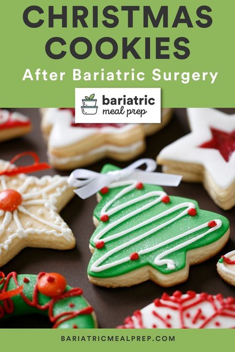 Contrary to popular belief, you can absolutely enjoy Christmas cookies after bariatric surgery as part of a balanced diet. So, be sure to check out this blog post for tips on creating bariatric-friendly cookies! Bariatric Friendly Christmas Recipes, Bariatric Cookie Recipes, Bariatric Friendly Holiday Recipes, Bariatric Christmas Cookies, Post Bariatric Bypass Surgery Diet, Bariatric Christmas Recipes, Bariatric Holiday Recipes, Bariatric Friendly Desserts, Bariatric Cookies