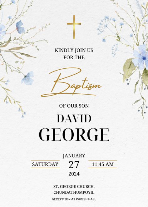 Baby boy, baptism invitations, simple, floral Baptism Invitations For Boys, Boy Baptism Invitations, Baptism Invitation For Boys, Baby Boy Baptism, Baptism Invitation, Boy Baptism, Baptism Invitations, First Communion