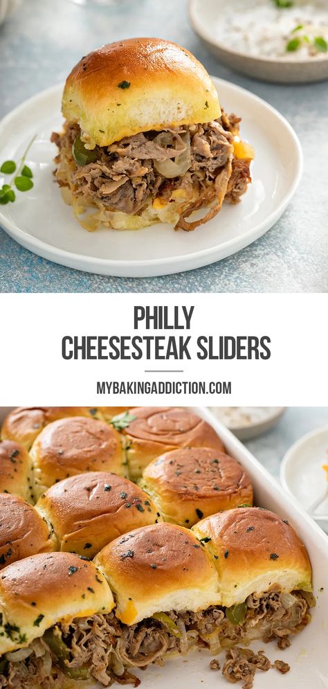 Philly Cheesesteak Sliders Recipe, Steak Sliders, Philly Cheesesteak Sliders, Cheesesteak Sandwich, Cheesesteak Sliders, Philly Cheese Steak Sliders, Cheese Steak, Philly Cheese, Football Party Food