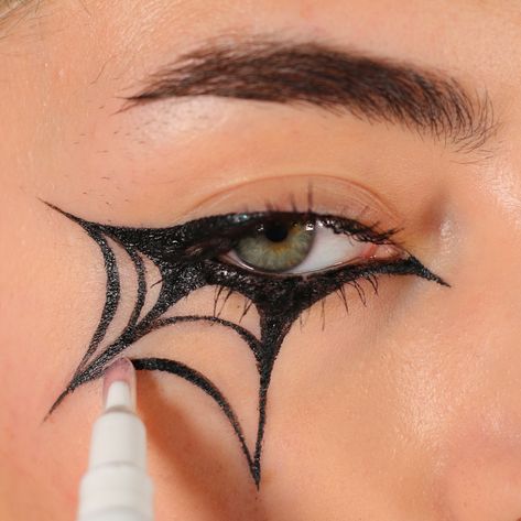 HOW TO: SPIDERWEB LINER (for anyone❤️) I used @halfmagicbeauty’s new Flik Eraser to show how easy it can be do to even the most graphic liner looks! *Not sponsored but I do work directly for the brand - Products used (*=gifted) - @halfmagicbeauty *Magic Flik liner, *Wing magician stencil, *Flik Eraser, *Eyelectric Mascara, *’Pretty Puddle’ Glitterpill, *Self adhesive face pearls, *’The Dreamies’ sparklestik @tartecosmetics shape tape concealer @maccosmetics studio fix powder • • • #halloweenm... Spiderweb Liner, Spiderweb Makeup, Face Pearls, Graphic Liner Looks, Liner Looks, Shape Tape Concealer, Diy Halloween Projects, Studio Fix, Graphic Liner