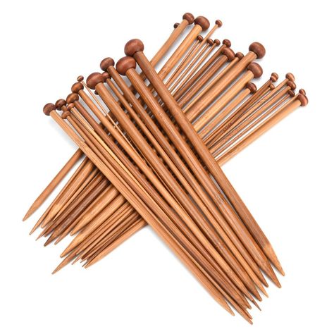 36 Pcs Single Pointed Smooth Premium Carbonized Brown Bamboo Knitting Needles Set with 18 Different Sizes 2mm-10mm - Walmart.com Bamboo Knitting Needles, Yarn Crafts, Stitch Markers, Crochet Yarn, Free Knitting, Knitting Needles, Diy Handmade, Knitting Pattern, Needlepoint