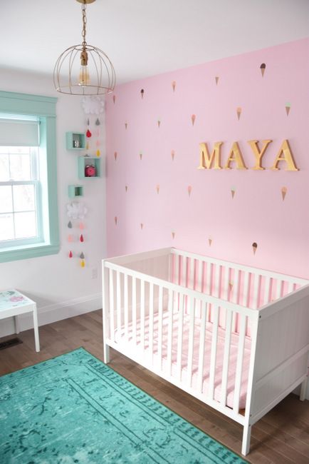 Decorating a baby girls nursery? Looking for nursery decor ideas? This mint, pink and gold room is all kinds of sweet with tons of DIY project ideas and budget-friendly decor items. Click over for all the sources and project tutorials! Nursery Paint Colors, Baby Nursery Diy, Baby Nursery Themes, Pink Nursery Decor, Toddler Girl Room, Nursery Room Design, Girl Nursery Room, Baby Room Inspiration