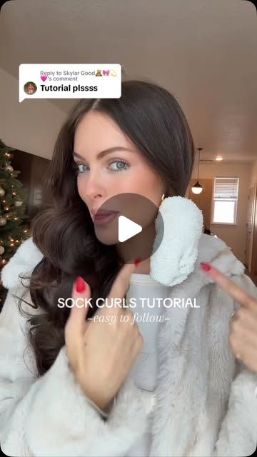 Grace Weston on Instagram: "Hope this helps! I love seeing all your sock curls😍 

#easyhairstyles #sockcurls #heatlesscurls" How To Roll Your Hair With Socks, How To Sock Curl Hair, Fuzzy Sock Curls, Socks Hair Curls, Heartless Curls With Socks, Heartless Sock Curls, How To Do Sock Curls Overnight, Sock Hair Curls Tutorials, Sock Curls Overnight