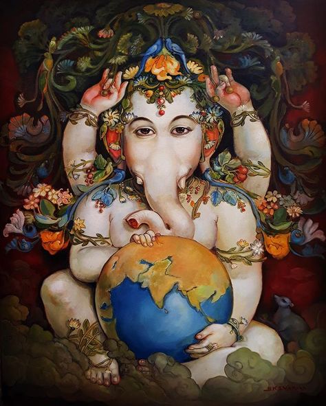 Ganesha by dr.b.k.s.varma Ganesh Mantra, Ganesh Art Paintings, Shri Ganesh Images, Happy Ganesh Chaturthi Images, Buddha Art Painting, Chakra Art, Abstract Art Diy, Lord Ganesha Paintings, Ganesh Art