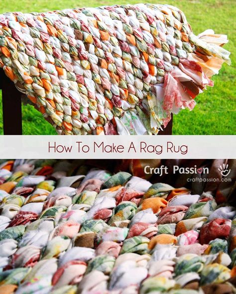 Diy Rag Rug, Make A Rag Rug, Old Bed Sheets, Rag Rug Diy, Homemade Rugs, Rag Rug Tutorial, Craft Hacks, Braided Rag Rugs, Diy Rugs