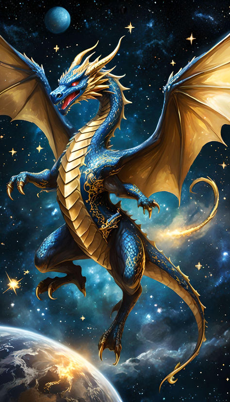 cell phone wallpaper of Dragon in space Blue Dragon Wallpaper, Dragons Images, Dragons Wings, Cool Dragon Pictures, Turn Photo Into Painting, Dragon Wallpaper, Dark Things, Dragon Dreaming, Yin Yang Tattoos