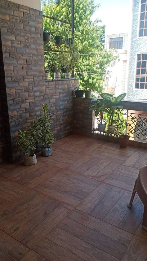 Varanda Design Outdoor Indian, Tiles For Outside House Wall Indian, Tiles For Living Room Floor Indian, Balcony Design House, House Styling Interior, Home Designs Exterior, Indian Bedroom Decor, India Home Decor, House Balcony Design