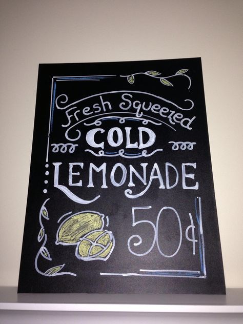 Lemonade Stand Chalkboard Sign, Lemonade Chalkboard Art, Lemonade Chalkboard Sign, Lemon Chalkboard Art, Lemonade Poster Ideas, Lemonade Sign Ideas, Lemonade Stand Sign Ideas, Lemonade Stand Poster Ideas, Lemonade Menu