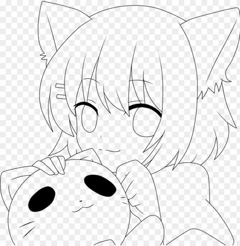 maid drawing neko - anime drawings no color Anime With No Color, Anime Drawing No Color, Cat Ears Drawing, Maid Drawing, Ears Drawing, Anime Cat Ears, Girl Outlines, How To Draw Ears, Space Coloring Pages