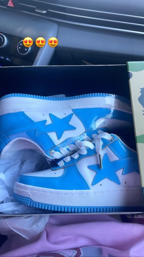 Blue Bapestas, Blue Hypebeast Aesthetic, Blue Bapesta Shoes, Bape Star Shoes Blue, Blue Thunder 4s Outfit, Blue Bape Shoes, Blue Bapestas Outfit, Bape Shoes Blue, Shoes Astethic