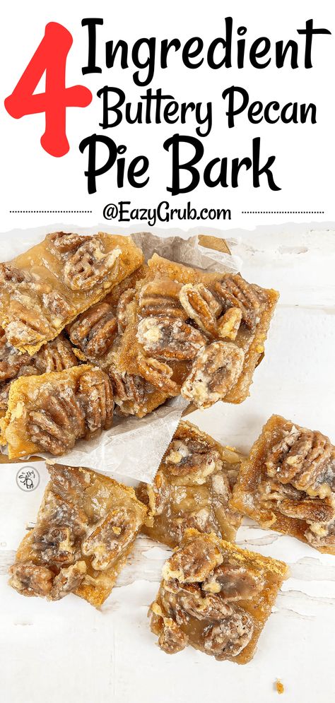 A tasty pecan treat, this simple bark recipe is a favorite! Try this cracker bark that reminds me of a classic pecan pie! Cracker Bark, Pecan Cracker Toffee, Graham Cracker Pralines Pecans, Praline Bark Recipe, Pecan Crisp, Cranberry Butter Crunch Bark, Soda Cracker Bark, Pecan Pie Bark Saltines, Pecan Pie Crackers