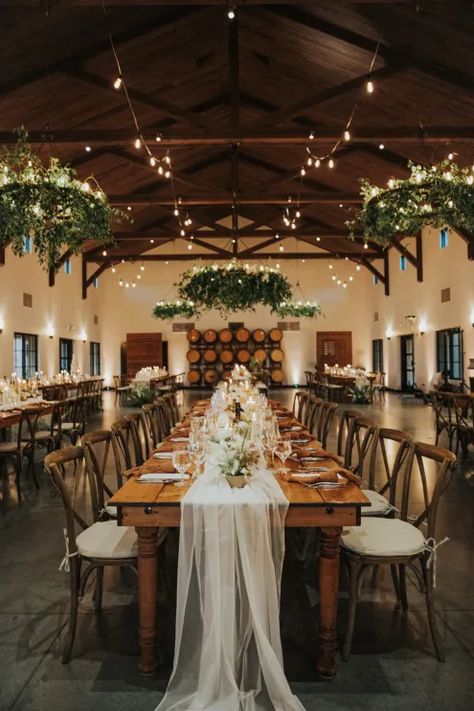 Viansa Sonoma Winery Wedding indoor reception with floating florals | Photos by JJP Studio Sandalford Winery Wedding, Winery Reception Ideas, Wedding Ideas Winery Vineyard, Indoor Winery Wedding, Indoor Wedding Ideas On A Budget, Winery Wedding Inspiration, Winery Wedding Table Decor, Winery Wedding Fall, Vineyard Wedding Flowers