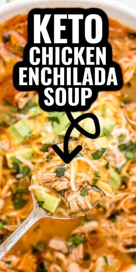 This keto chicken soup is of the enchilada variety! Conveniently made in the Instant Pot, this keto soup is colorful, flavorful, warming, and sure to be a hit with anyone who tries it. Ready in about 30 minutes for a quick and easy keto dinner recipe! Keto Chicken Noodle Soup, Keto Chicken Enchilada Soup, Quick And Easy Keto Dinner, Low Carb Chicken Soup, Rotisserie Chicken Soup, Chicken Soup Crockpot, Keto Dinner Recipe, Keto Chicken Soup, Easy Keto Dinner