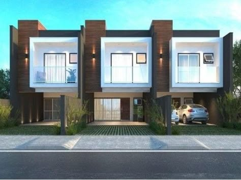 Modern Triplex House Plans, Modern Triplex House Design, Row House Elevation Design, Modern Row House Design, Triplex House Design, Triplex House Plans, Small Row House Design, Town House Plans, Small Apartment Building Design