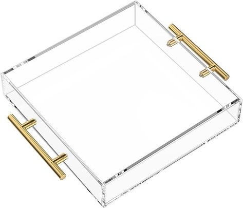 Amazon.com: NIUBEE Clear Serving Tray 12x12 Inches -Spill Proof- Acrylic Decorative Tray Organiser for Ottoman Coffee Table Countertop with Round Handles : Home & Kitchen Bed Tray Decor, Food In Bed, Bed For Kids, Bennington Pottery, Breakfast Appetizers, Bible Wall Art, Glass Dresser, Acrylic Furniture, Ottoman Tray