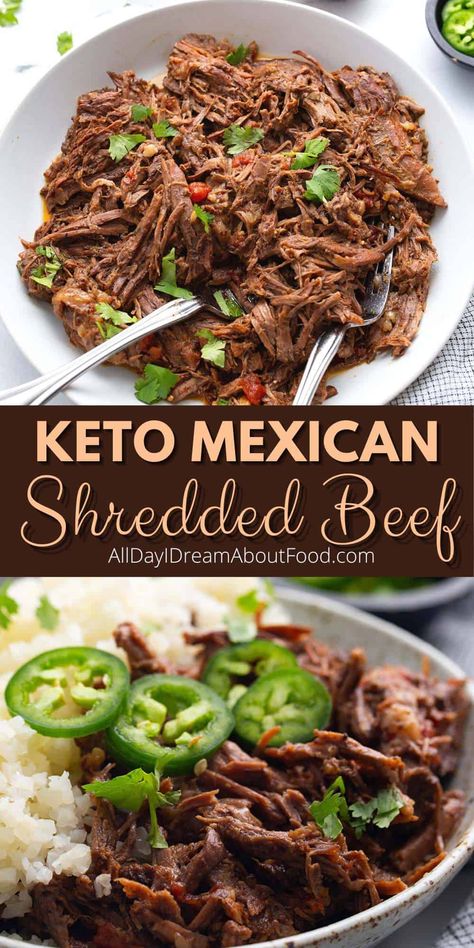 This delectable Mexican Shredded Beef brings the whole family to the table with joy. With tender pulled beef in a rich, flavorful sauce, this meal is so easy to make, it practically cooks itself! Shredded Beef Recipes, Mexican Shredded Beef, Pulled Beef, Low Carb Mexican, Low Carb Low Fat Recipes, Keto Beef Recipes, Boiled Egg Diet Plan, Resep Diet, Shredded Beef