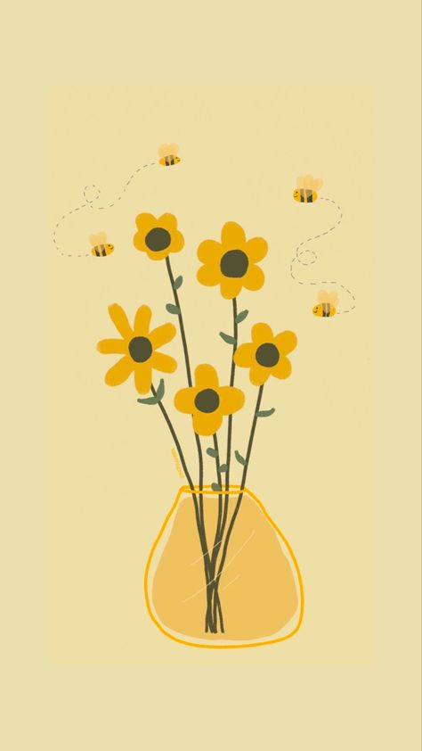 Yellow Poster Aesthetic, Bekah Core, Yellow Flowers Drawing, Something Yellow, Sunflower Poster, Pink Wallpaper Heart, Yellow Aesthetic Pastel, Pastel Poster, Easy Love Drawings