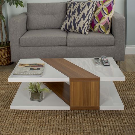 Matrix Bianca Coffee Table & Reviews | Wayfair Couch Coffee Table, Centre Table Design, Centre Table Living Room, Meja Sofa, Tea Table Design, Center Table Living Room, Coffee Table Design Modern, Coffee Table Styling, Contemporary Coffee Table