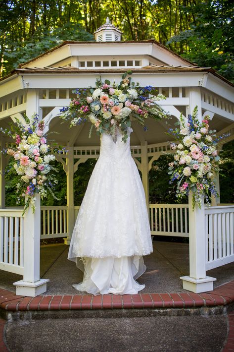 Gazebo Floral Wedding, Wedding Gazebo Flowers, Gazebo Flowers, Wedding Gazebo, Gazebo Decorations, Ceremony Florals, Wedding Themes Summer, Gazebo Wedding, Light Blue Wedding