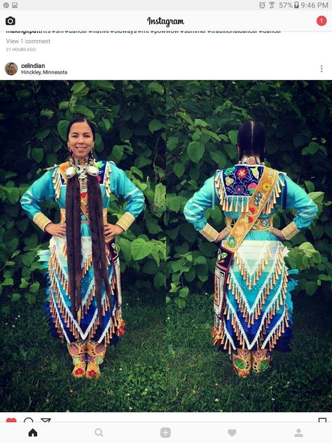 Blue Jingle Dress Regalia, Old Style Jingle Dress Regalia, Jingle Dress Pattern, Jingle Dress Regalia, Regalia Beadwork, Native American Jingle Dress, Jingle Dancer, Powwow Outfits, Indigenous Fashion