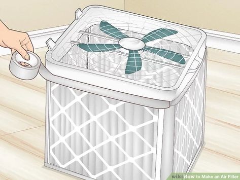 How to Make an Air Filter: 3 Easy Methods Home Made Air Filter, Homemade Air Purifier, Diy Air Cleaner, Box Fan Filter, Diy Air Purifier How To Make, Box Fan Air Filter Diy, Diy Air Filter, Diy Air Purifier, Tool Shed Organizing