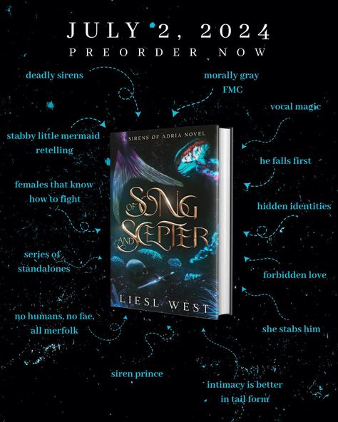 ✨COVER REVEAL✨ The cover for Of Song and Scepter by @authorlieslwest is here! 🧜‍♀️ Art by @miblart She’s a killer in disguise. He’s determined to make her his queen. Are you ready to take the plunge into this dark little mermaid retelling? 🔥Standalone mermaid romantasy 🔥Deadly mermaids/deadly sirens 🔥Morally gray FMC 🔥Siren prince 🔥He falls first 🔥Hidden identities 🔥Forbidden love 🔥She stabs him 🔥Dark vocal magic 🔥Sea witch bargains 🔥Intimacy is better in tail form 🧜‍♀️No fae, no humans... Mermaid Books For Adults, Dark Fantasy Romance, Romantasy Books, Mermaid Book, Bookworm Things, Book Tropes, Mermaid Books, Marriage Books, Book Bucket