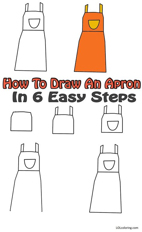 How To Draw An Apron Step By Step Tutorial 1 How To Draw An Apron, Lol Coloring Pages, Drawing Easy Sketch, Lol Coloring, Apron Drawing, Homemade Recipe Books, Drawing Activities, Creating Artwork, An Apron