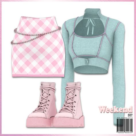 TAEYEON Weekend Set(Top,Skirt+Belt) | MIRO on Patreon Taeyeon Weekend Outfit, Outfits Kpop Stage, Taeyeon Weekend, The Sims 4 Pack, Looks Hip Hop, Cc Patreon, Sims Packs, The Sims 4 Packs, Sims 4 Game Mods