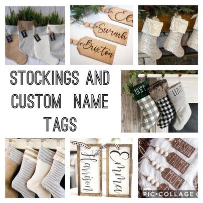 Stocking Name Tags, Unique Christmas Stockings, Custom Stocking, Christmas Stockings Diy, Creative Names, Old Names, Wooden Names, Apartment Decorating, Name Tags