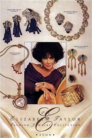 NEW BLOG: The Power of Advertising: A Look at Jewelry Promotions from the 1940s-1980s - We carry some vintage AVON pieces at peppermint-twist-vintage.com Elizabeth Taylor Jewelry, Jewellery Advertising, Bijoux Art Deco, 1980s Jewelry, Good Advertisements, Avon Cosmetics, Jewelry Promotion, Vintage Blog, Jewelry Ads