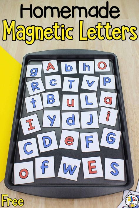 Have you ever wondered How To Make Magnetic Letters? It’s very easy and inexpensive! With just a few supplies, you can have a fun manipulative in minutes that your kids can use when learning the abc's, sight words, CVC words, and more!  Use the letters in literacy centers, small groups, or for early finishers. Click on the picture to learn how to make magnetic letters and get the free printable letter cards! #magneticletters #letterrecognition #alphabetactivity #letteractivity #learningtheabcs Cupcake Liner Christmas Tree, Teaching Alphabet, Small Alphabet Letters, Christmas Tree Ornament Crafts, Creative Alphabet, Letters Diy, Small Alphabets, Alphabet Magnets, Rainbow Circle